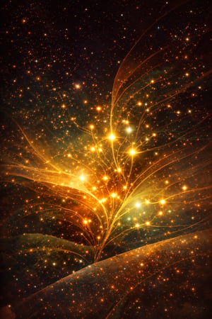 Celestial network over glowing hills