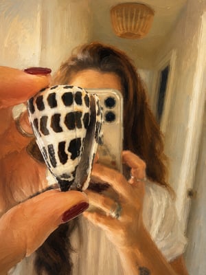 Juliana behind a hebrew seashell-1